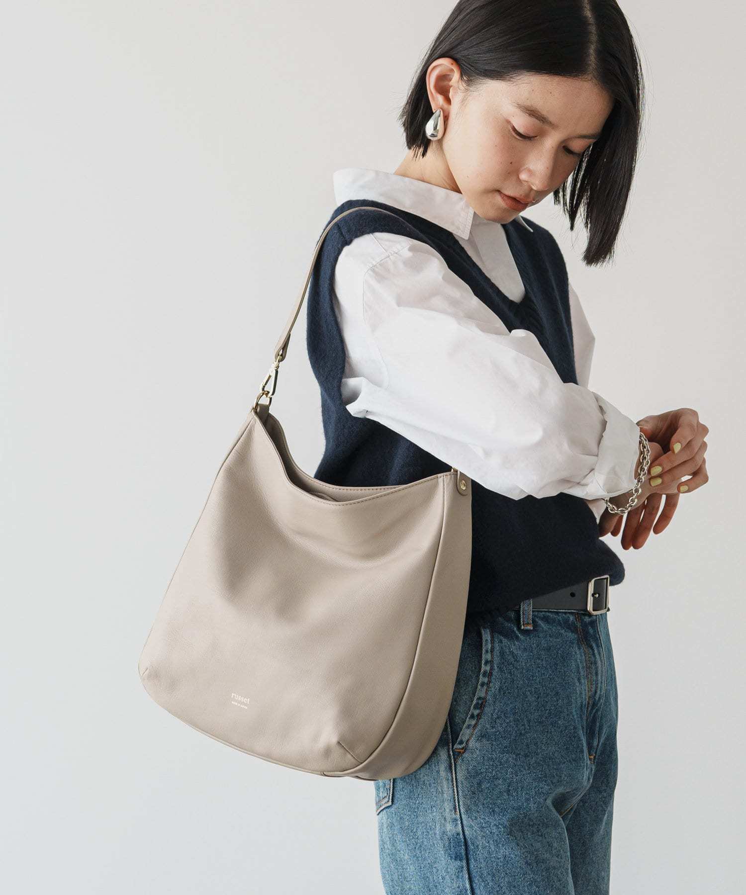 Russet [Soft leather] Large shoulder bag